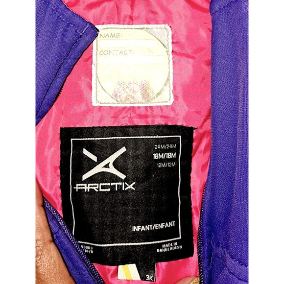 Arctix Infant 18M Girls Bib Snow Overalls Insulated Purple W/Pink Logo - Picture 2 of 4